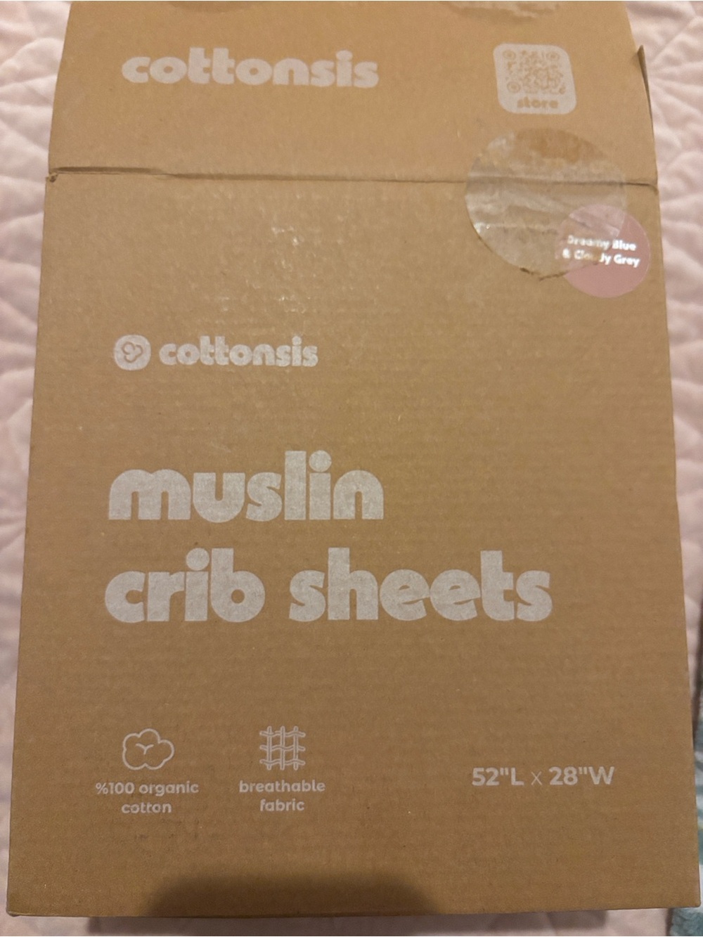 Bundle 3/$15  Muslin Crib Sheets Dreamy Blue and Cloudy Gray Organic Cotton NW